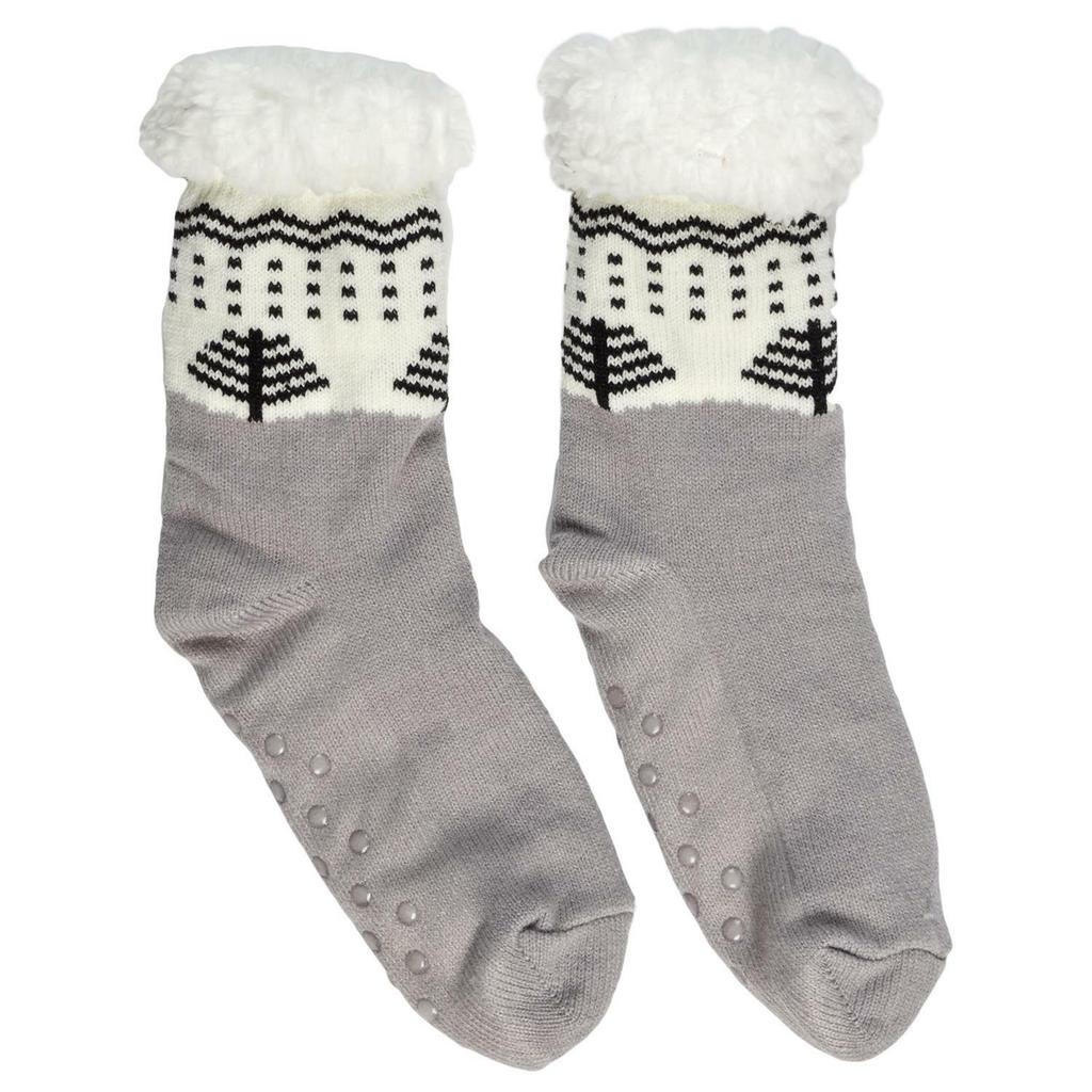 Calzini Invernali Sherpa Con Fantasia Taglia 39-42 Grigio