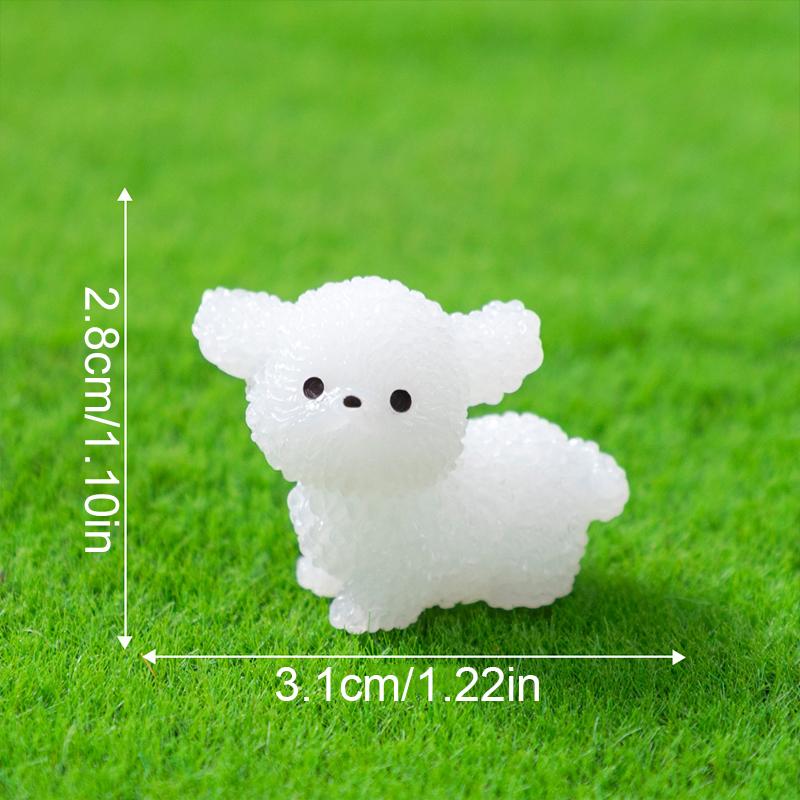 8PCS Cute Desk & Car Collectible Figurines Ornament Accessories Micro Landscape Luminous Puppy Glow in the Dark Home Decor 3x2.7cm