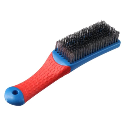 A small stainless steel wire brush that can be used to remove rust, clean paint, and remove rust from metal.