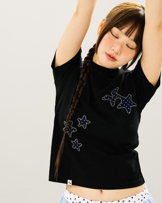 CAVISH Cozy Star Applique Ss Tee Black(Cv2Gmft515A)