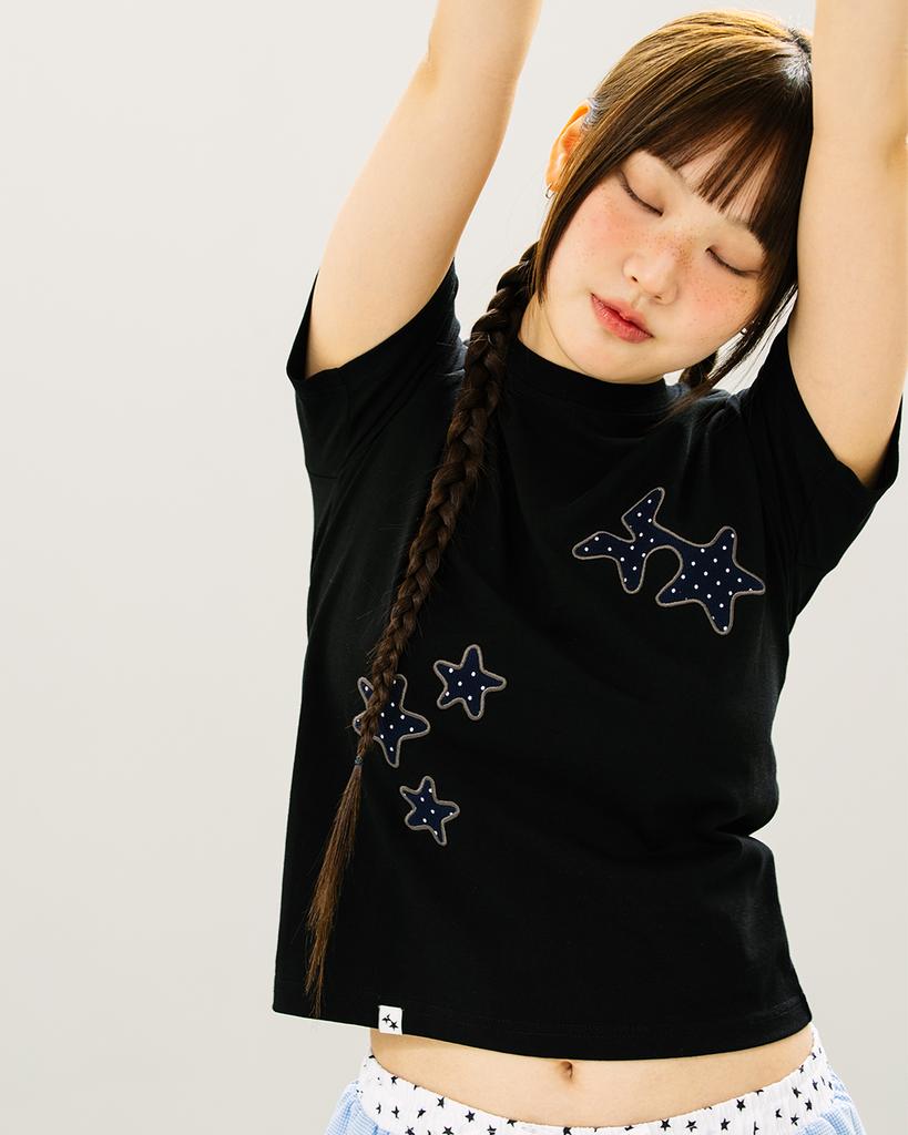 CAVISH Cozy Star Applique Ss Tee Black(Cv2Gmft515A)