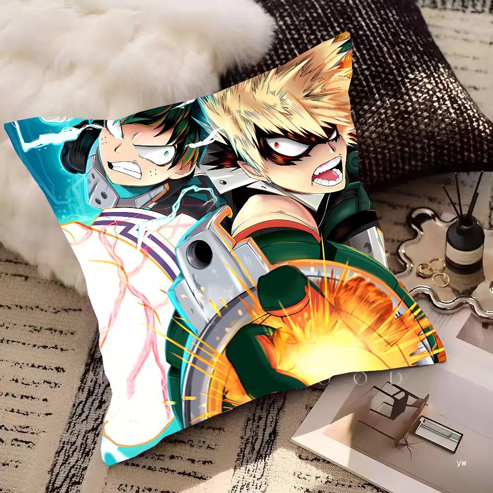 Funda de Almohada Cuadrada de Anime Japonés My Hero Academia para Dormitorio, Sofá, Cojín de Comodidad para el Ocio, Coche, Sala de Estar, Decoración del Hogar