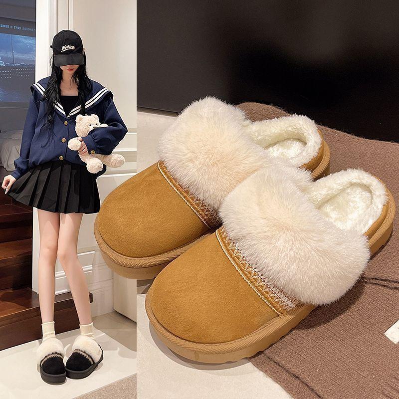 Fashion versatile casual warm cotton slippers 2025 autumn and winter new women's style comfortable versatile slippers