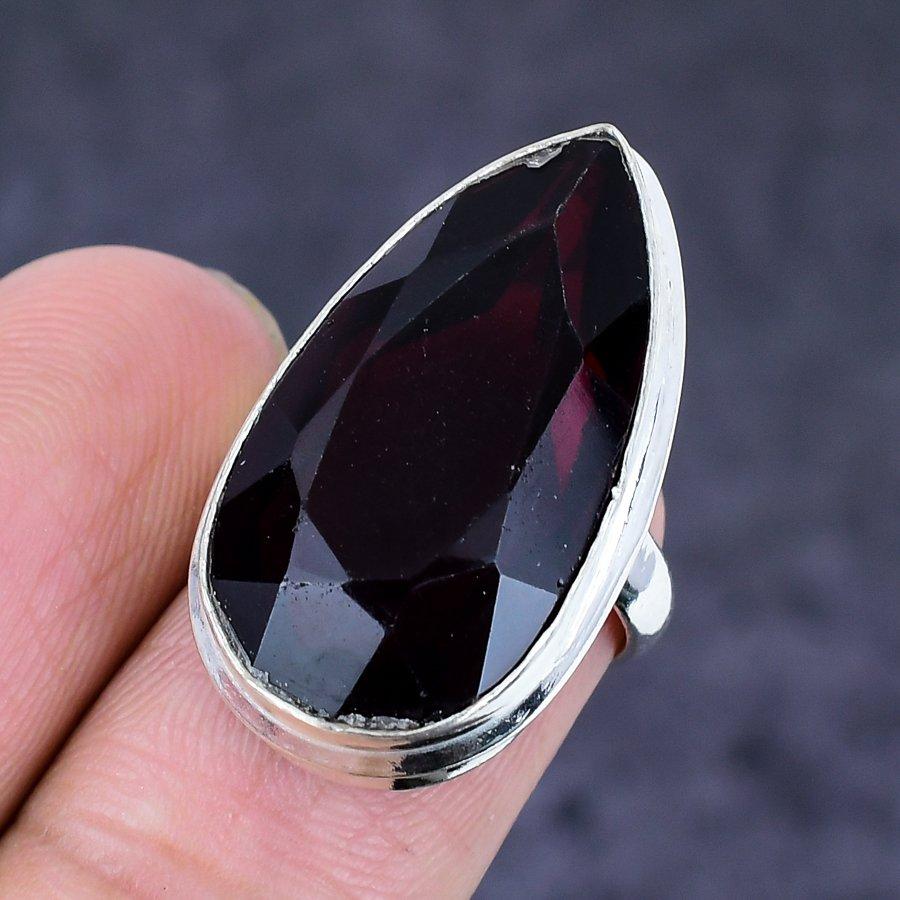 Natürlicher Granat Edelstein Handgefertigt 925 Sterling Silber Schmuck Ring Größe 2 l0M89