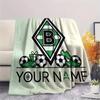 Custom Name Borussia Mönchengladbach Flannel Blanket, High Quality Comfortable for All Seasons, Home Decor, Warmth and Comfort
