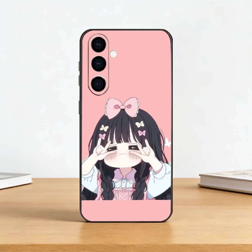Cute Angry L-Little Girl Phone Case For Samsung Galaxy A73,A72,A71,A70,A53,A52,A51,Soft Silicone Black Cover
