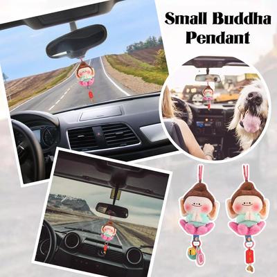 Worship Lotus Cartoon Plush Doll Toy Car Rearview Mirror Interior Decoration Ornaments Key Chain Bag Car Key Hanging Ornaments