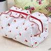 Large Capacity Ruffle Makeup Bag Cherry Printed Wash Storage Bag Sweet Toiletry Organizer  Skincare