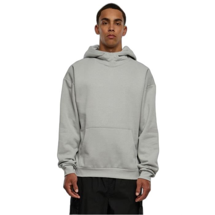 Sweatshirt À Capuche - Urban Classics - Gris - Oversize - Poche Kangourou - Col Tronqué
