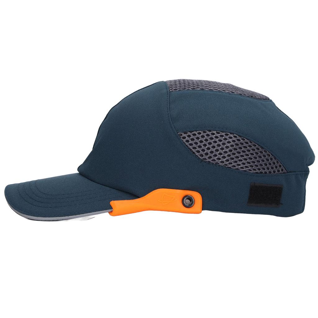 Bump Hat Baseball Hardhat Peaked Breathable Protective Adjustable for Sports Working Blue with Orange Edge