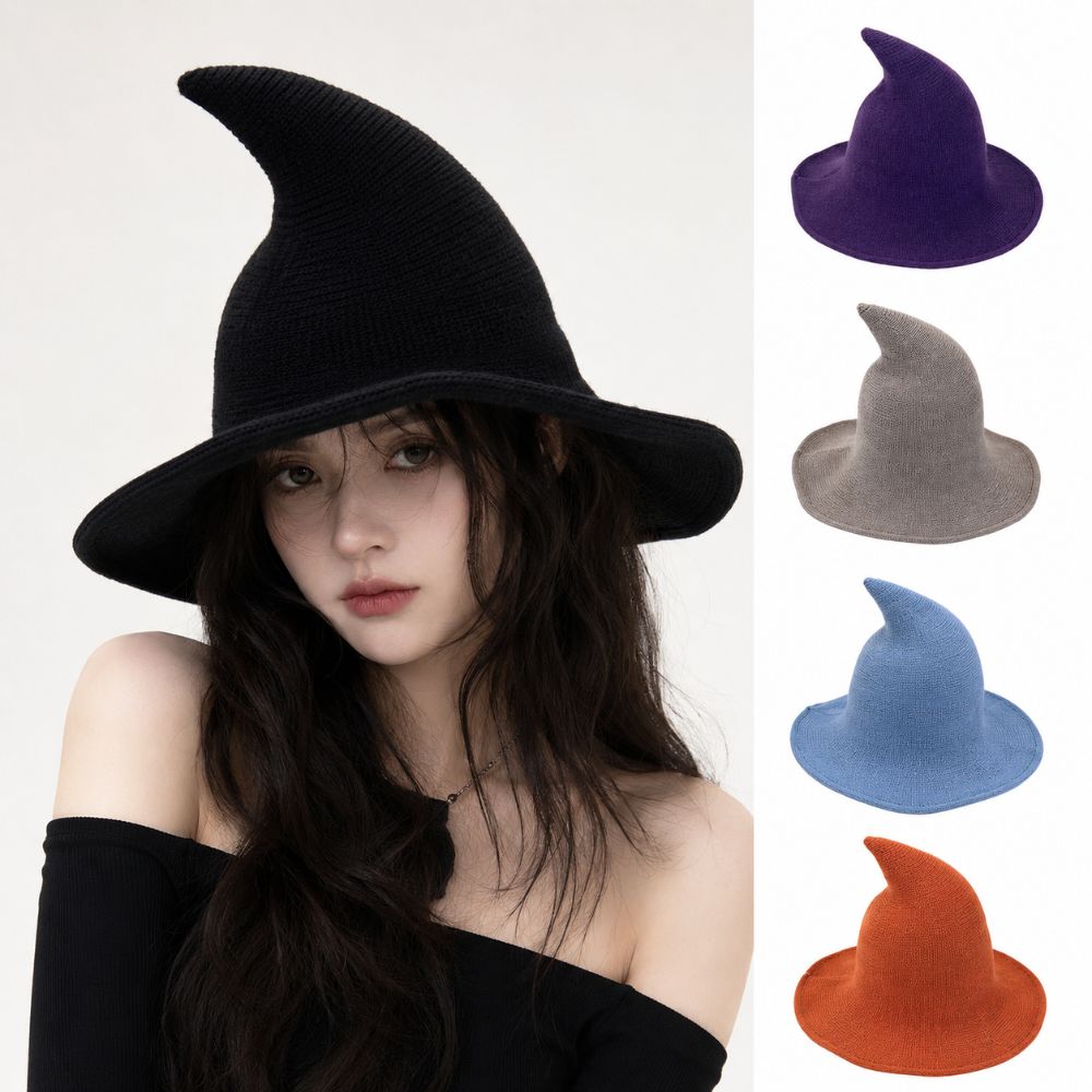 Solid Color Halloween Witch Hat High Quality Costume Hat Fashionable Magical Hat For Women