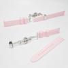 Swatch x Omega compatible rubber strap with type D-buckle, double-line (pink/white lines)