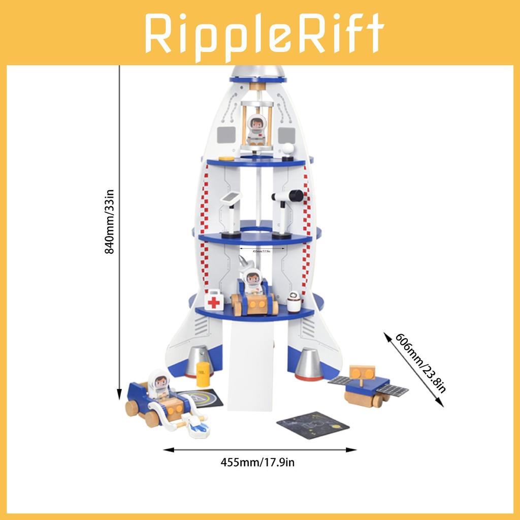 Wooden Space Rocket Model For Kids Educational Stem Toys With Building Blocks And Imagination Development