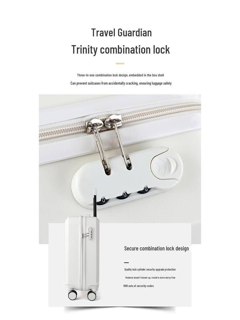 20-Inch Solid Color Suitcase with Logo Printing, Universal Wheels & Combination Lock