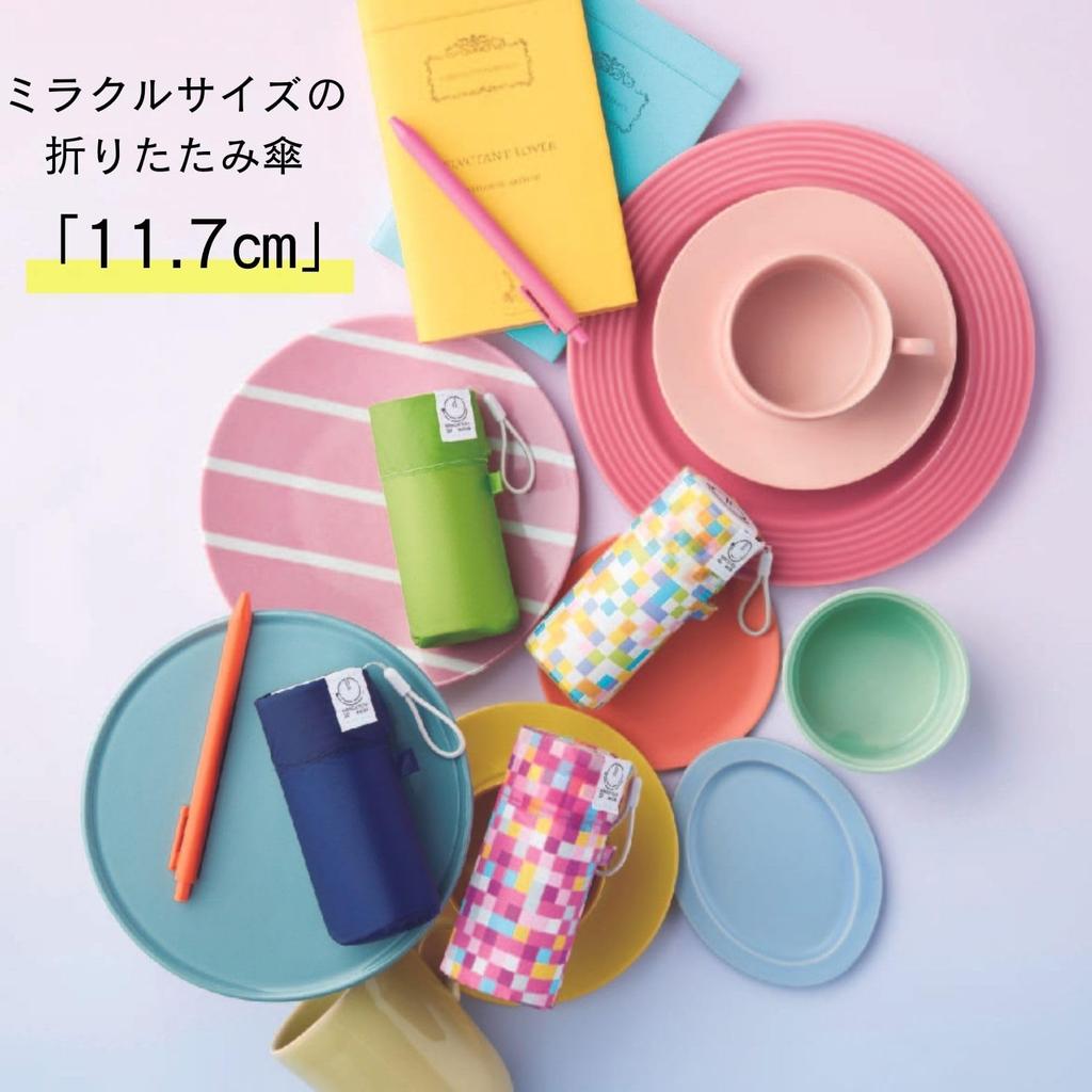 Miracle Tech Ultra Compact Lightweight When Folded UV Protection Folding Umbrella 50cm Mosaic 10327 Pink Mio Imada Ambassador 11.7cm