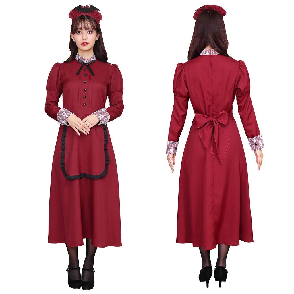 Clearstone Halloween Maid Size Bordeaux Women's Western-Style Costume, M,
