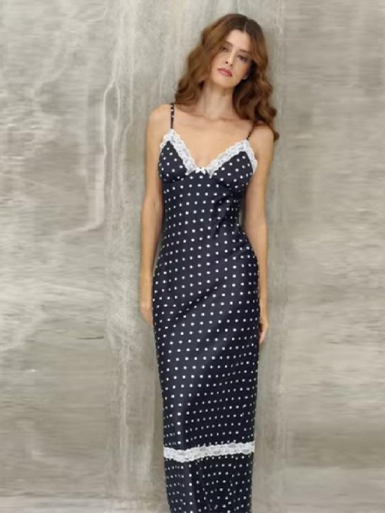Spring new polka dot print satin