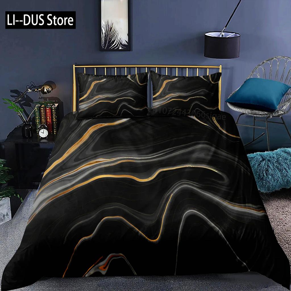 Luxury Black Marble Duvet Cover Set 3d Digital Printing Fashion Marbling Comforter Cover Design Bedding Sets Bed Set