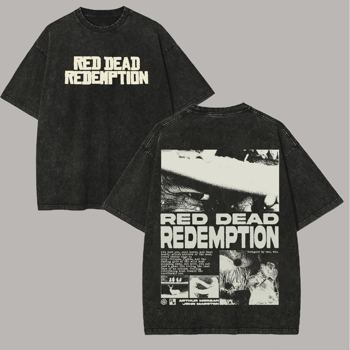 Trendsetter Loose Clothes Red Dead Redemption Anime Liefhebber Gewassen T-shirt Kleding voor het hele jaar Hoge kwaliteit Persoonlijkheid Kleding Grote Maten Unisex Nieuw Model Koppel T-shirt S