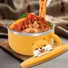 Rustfri stålbolle med lokk 1200ml Instantnudler Lekkasjesikker Bærbar Ramen-lagerskål Kjøkkenredskaper Instantnudelpartner