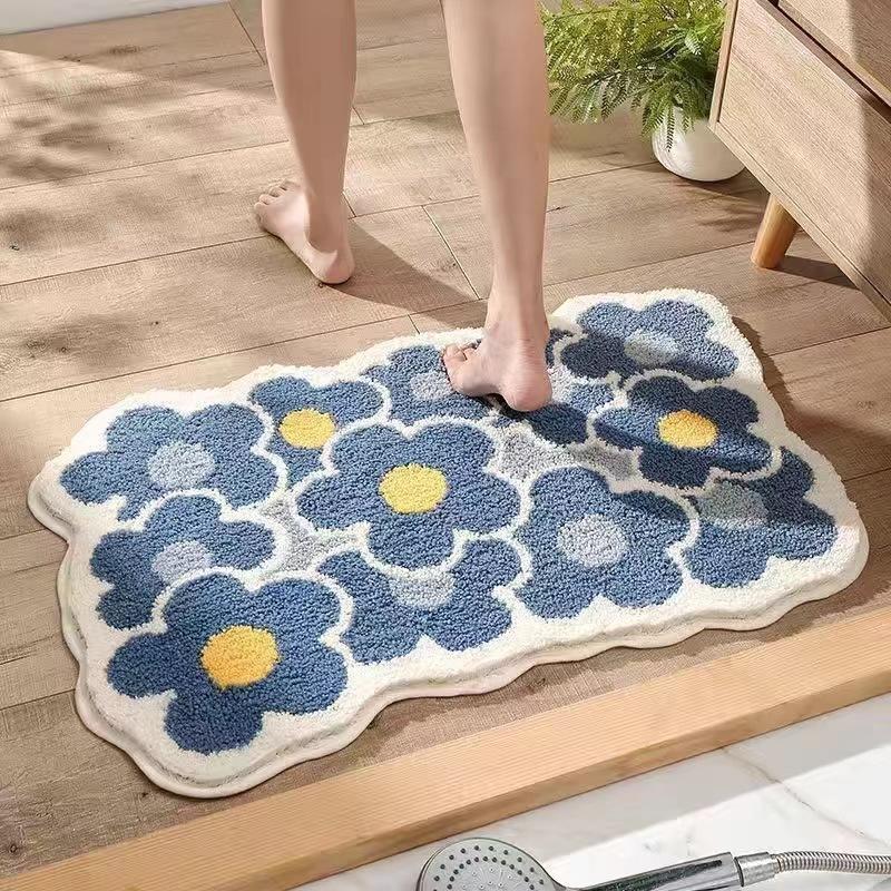 Modern Minimalist Cashmere Skin-friendly Floor Mat, Comfortable and Soft Non-slip Bathroom Floor Mat for Shower Rooms