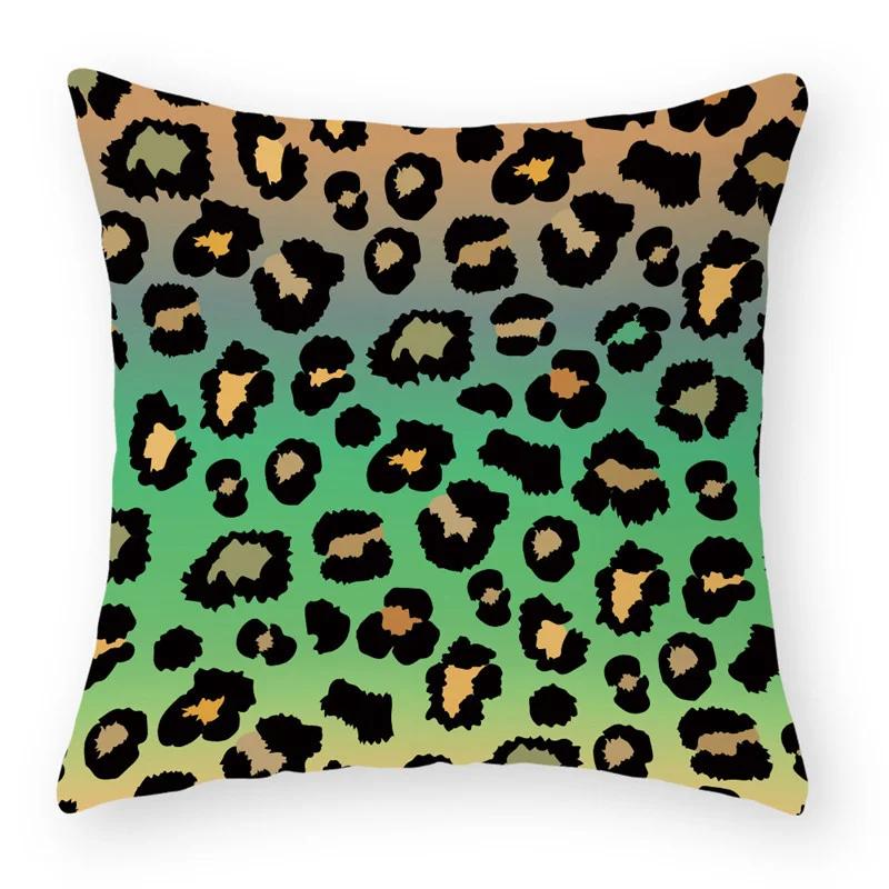 Pillow Throw Cover Home Decoration Living Room Sofa Seat Colorful Leopard Print Polyester Cushion