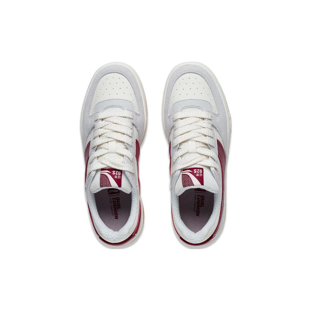 New LiNing Honor 92S Cushioning Wear Resistant Low Top Skateboard Shoes Women's White Gray Red AEPT004-1