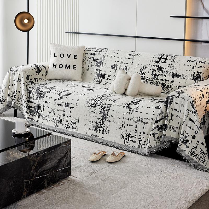 Light Luxury High-Grade Sofa Towel Cover Cloth Full Cover Chenille Four Seasons Universal Anti-Cat Scratch French Sofa Cushion Cover Blanket