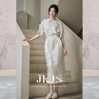 JK&JS Floral Dream Rayon Linen New Chinese Style Cheongsam Dress