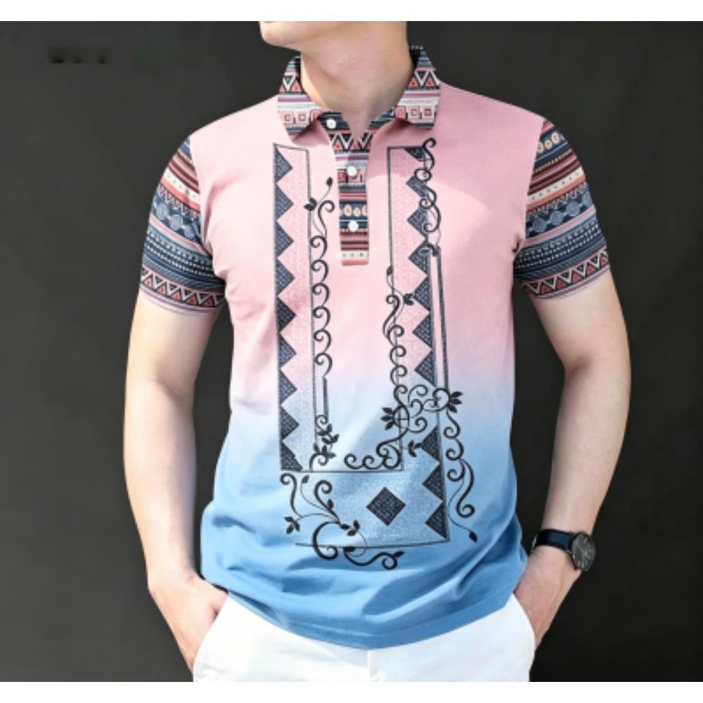 Men's Fashion 10 Color Print Polo Shirt Men's Outdoor Street Short Sleeve Tees Top Summer Home Casual T-shirt Men's and Women's Polo Shirt