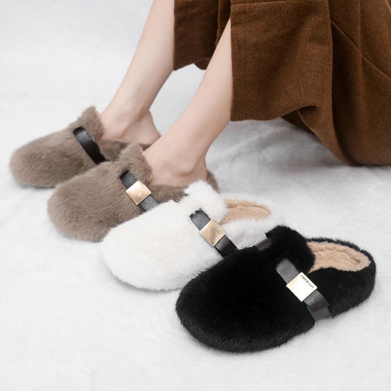 Mao Mao Slippers New Autumn and Winter New Bag Head Women's Slippers Plush Women's Shoes