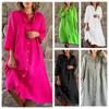 Women's Cotton Loose Shirt Dress With Button Casual Loose Maxi Dresses