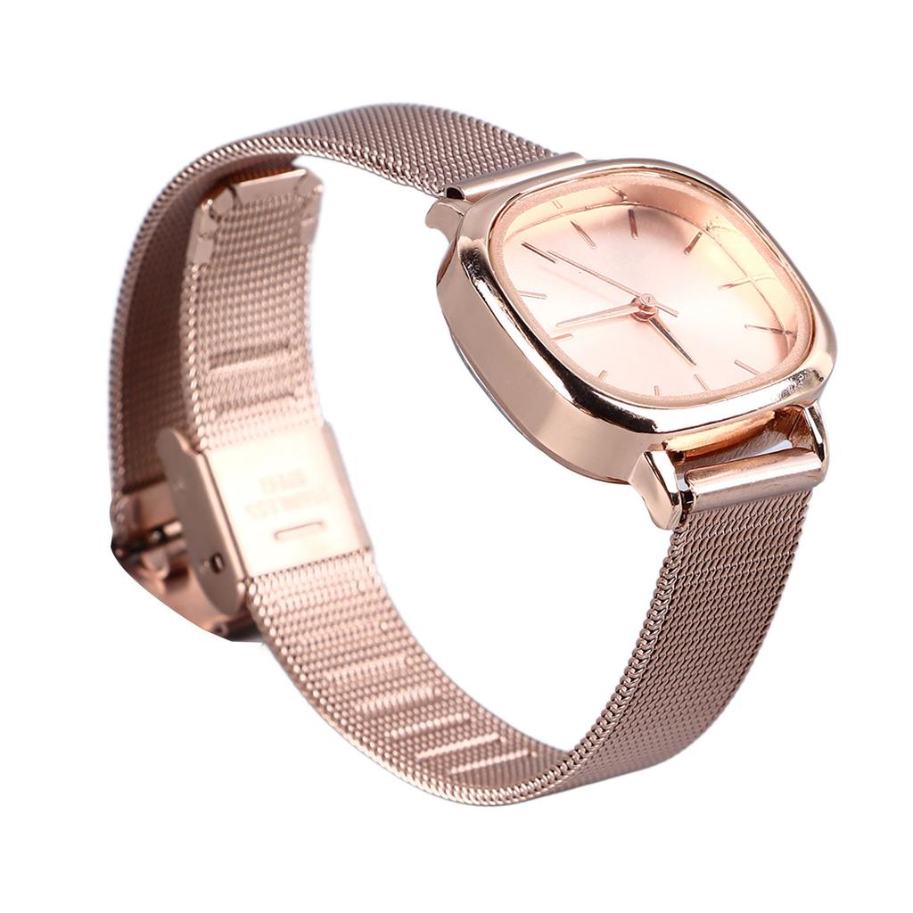 Women Gold Plating Quartz Watch Stainless Steel Band High Definition Stylish Gradient Decor Wrist Watch