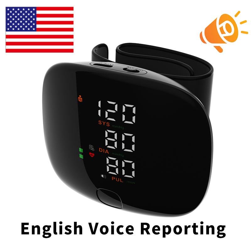 

Портативный перезаряжаемый наручный монитор артериального давления Голосовой Смарт-тач Светодиодный экран Цифровой Автоматический Тонометр АД Пульсометр Частоты Сердечных Сокращений Тонометры Здравоохранение English