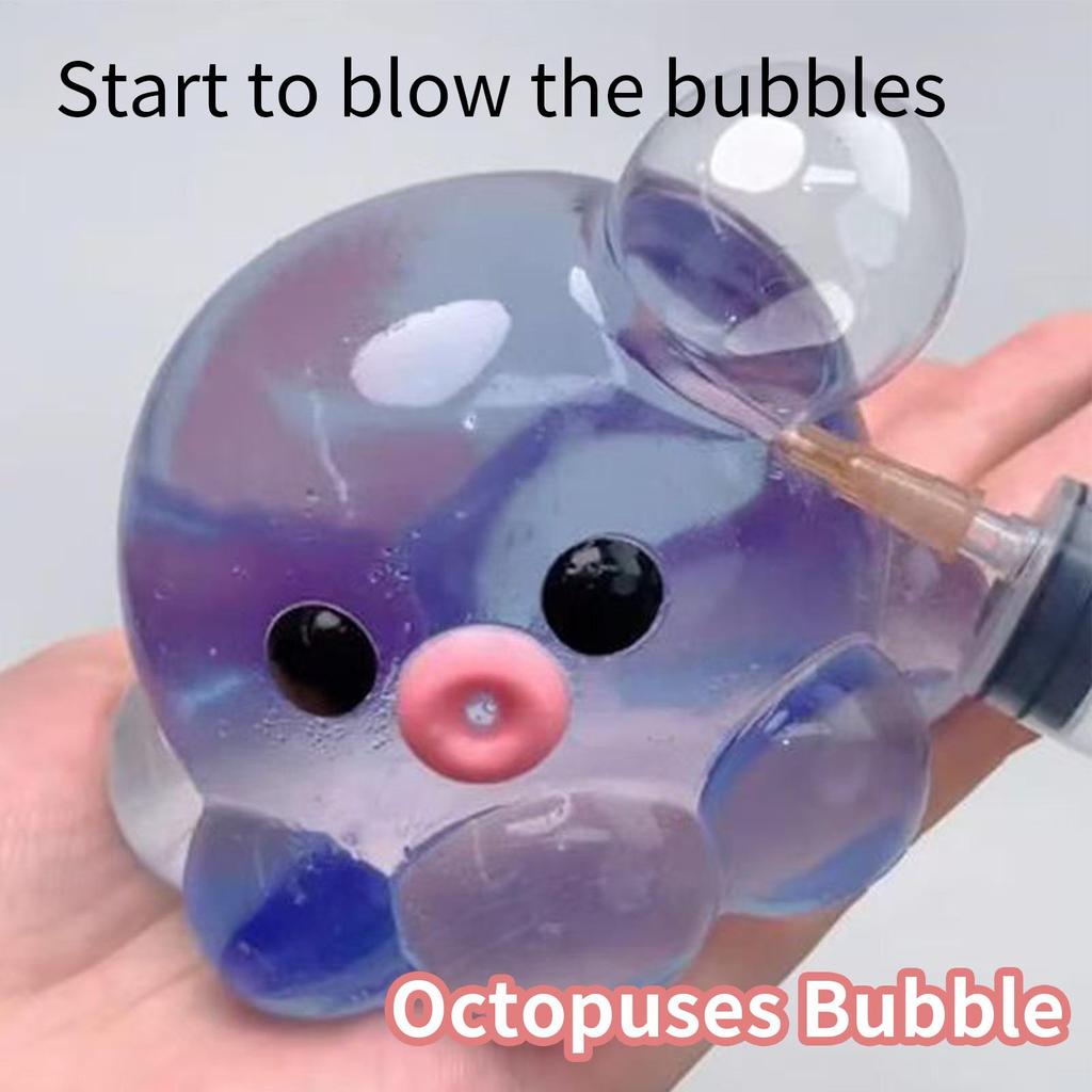 Jouet sensoriel poulpe à presser Caoutchouc Cristal Transparent Poulpe Jouet de relaxation pour les mains Jeu de coiffure à bulles fait maison Pour enfants Adultes Jouet à pincer