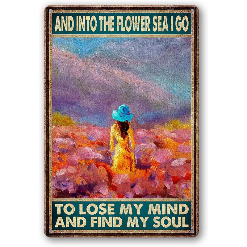 Vintage MetL Tin Signs Funny In A World Full of Roses Be A Sunflower Poster Tin Signs  Decoration for Home Cafe Bars Wall Decor