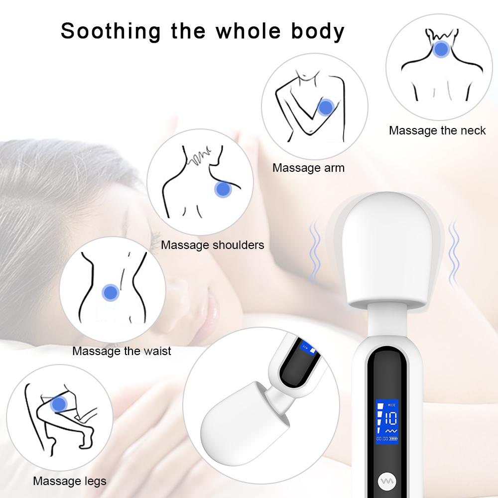 Multi functional massage stick LCD display timing vibrator silicone material 10 frequency 4-speed waterproof charging model