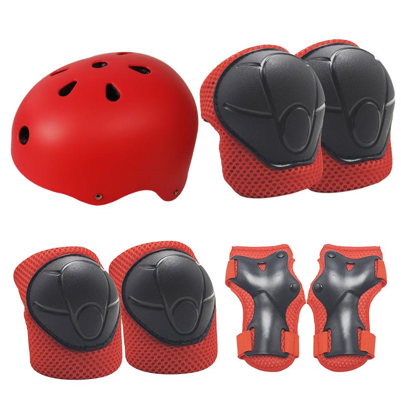 Conjunto de Equipamento de Proteção para Patins de Rodinhas Infantil de 7 Peças: Protetores de Joelho, Pulso e Capacete