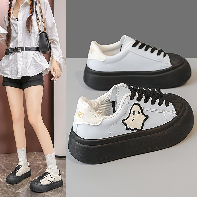Big head niche original shell ghost board shoes 2025 new casual ugly cute bread big head shoes little white shoes thick sole
