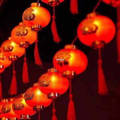 Spring Festival Red Lantern String Lights for New Year Balcony Decorations