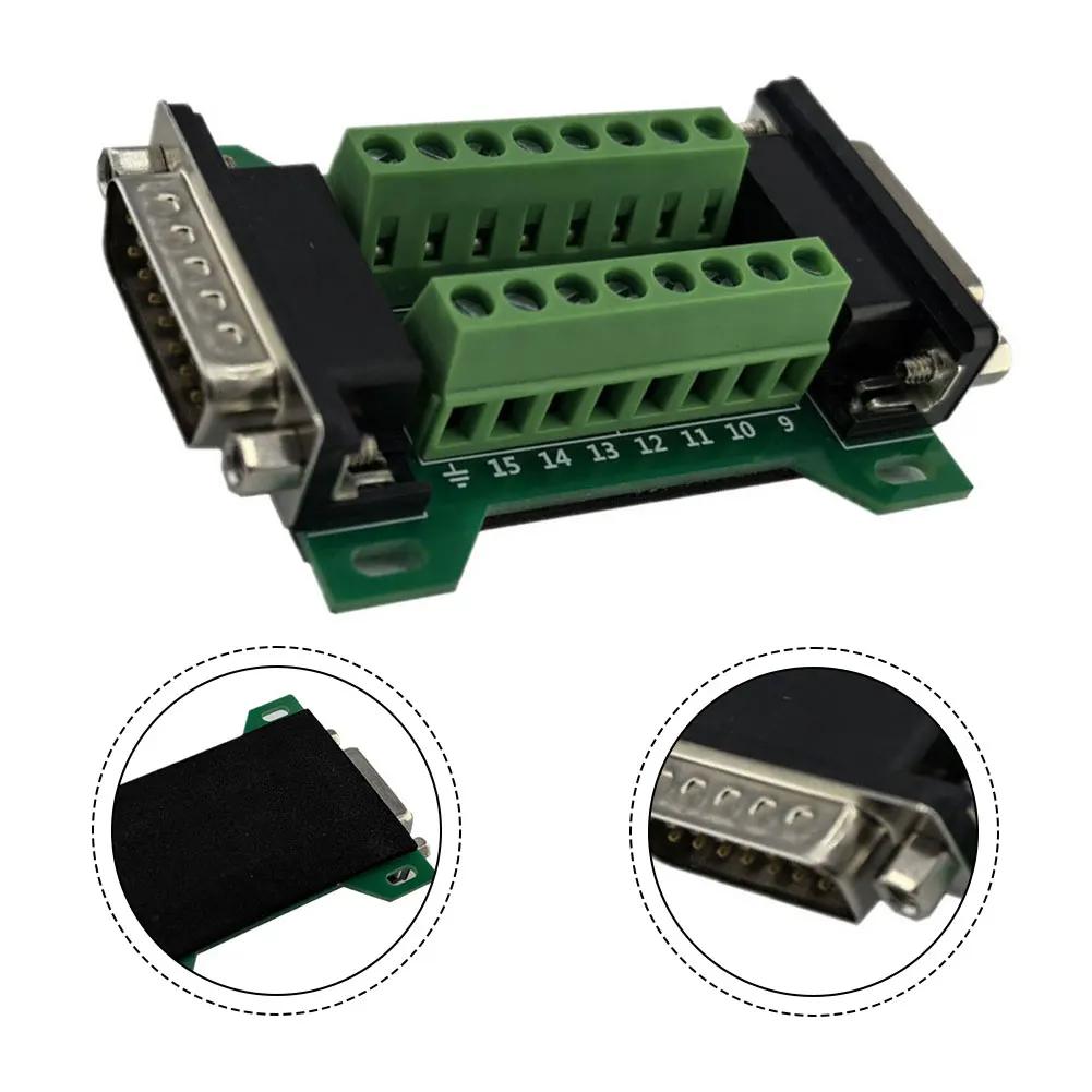 DB15MF-A Terminal Block Adapter Board Featuring Solderless Male Female Connectors for Electronic Wiring Projects