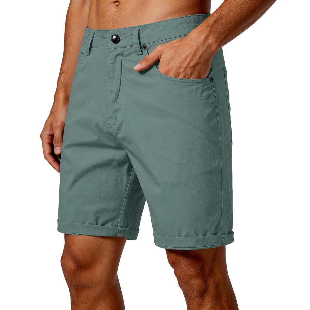 Herren Casual Shorts, Gerade geschnitten und figurbetont, Fünf-Zoll-Hose, Große Größe, Farbe, Arbeitskleidungshose