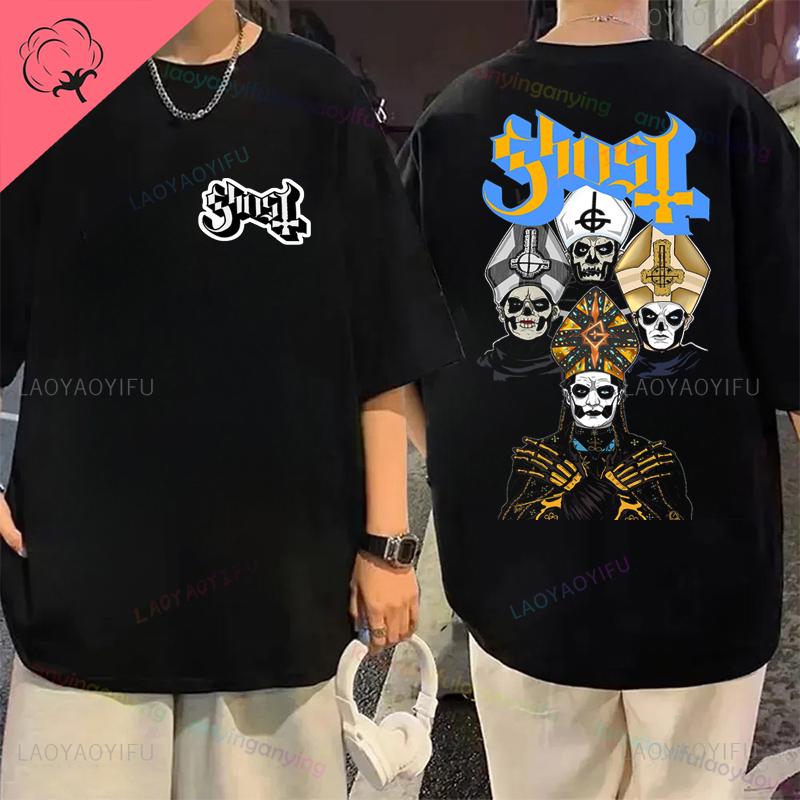 Y2K-Ghost-Band-T-shirt Mens Rock Band Graphic Pattern Cotton T-shirt Casual Vintage Horror Style Harajuku Short-sleev Women Top