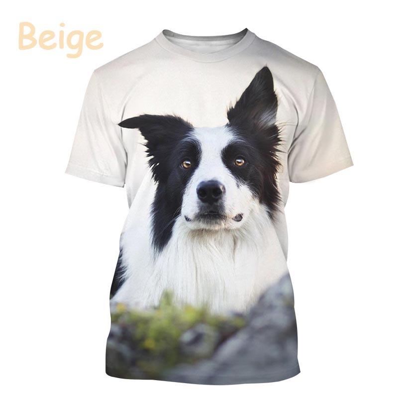 New Popular Border Collie 3D Printed T-shirt Fashion Cute Dog Unisex Animal Round Neck Casual Short Sleeve