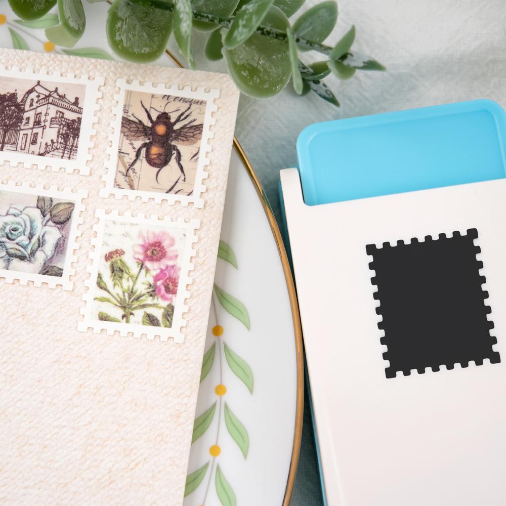 1X0,8 Zoll Rechteckiger Briefmarkenstanzer, Wellenförmiges Rechteck Hebelwirkung Bastelstanzer für Papierbasteln Scrapbooking DIY Karte