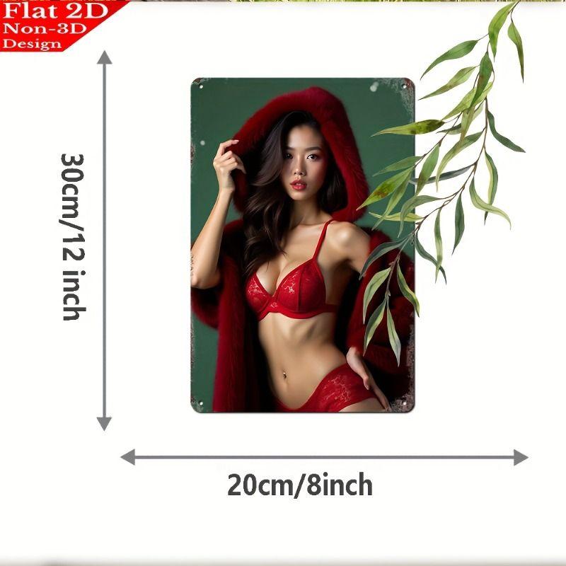 Vintage Kvinlig Silhuett Metall Logotyp för Bar & Garage