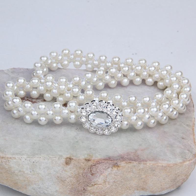 

Стразы Жемчуг Поясная Цепочка Женская Эластичная Поясная Пряжка Женское Украшение Эластичный Плетеный Ремень Украшение Платья 60-80cm