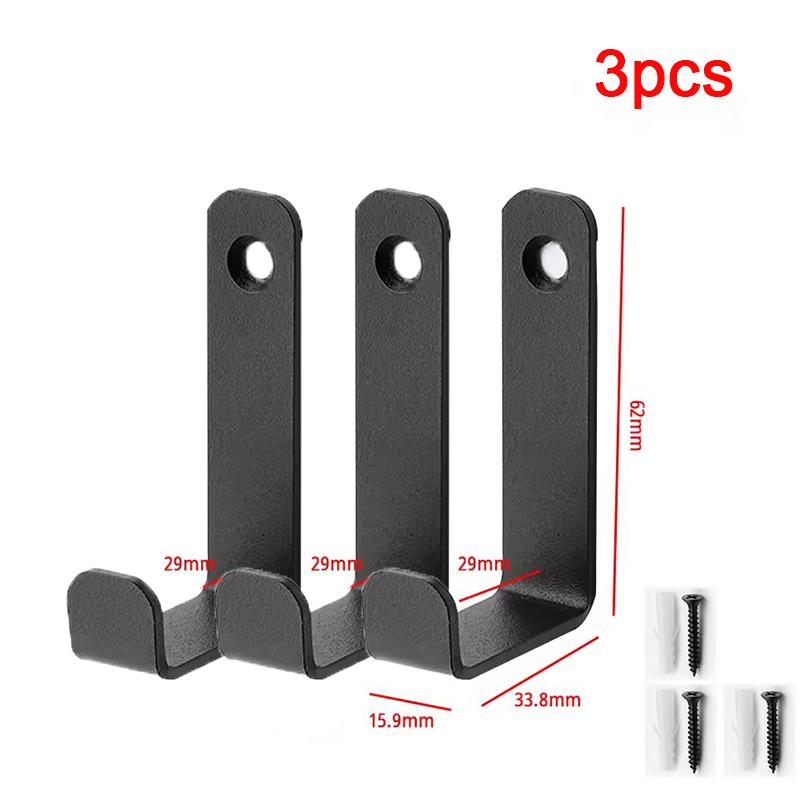 1/3/5pcs Black Metal Wall Coat Hook Mounted Clothes Hanger Towel Rack Outdoor Hanging Hooks for Backpack Keys Screw Install