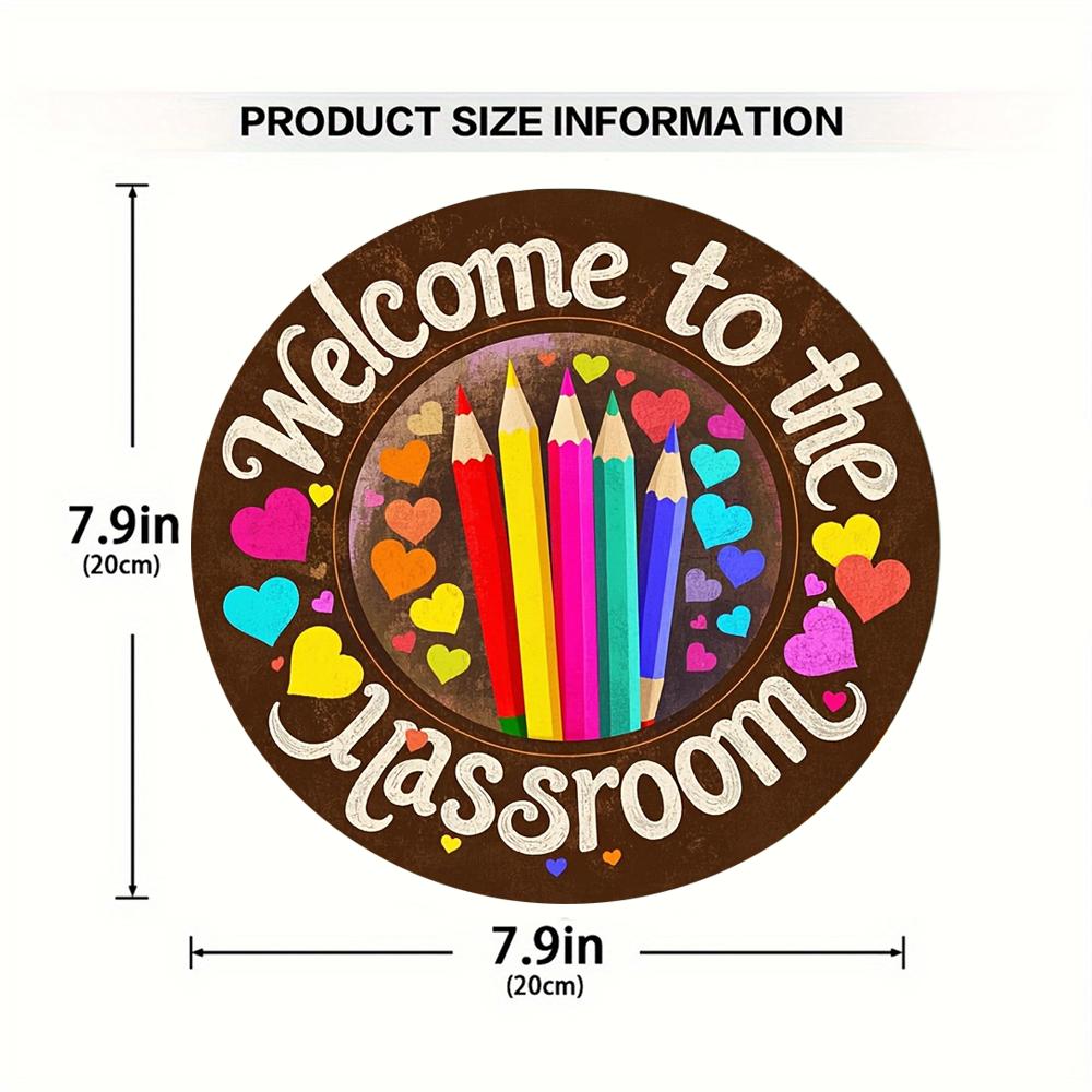 

1 шт., приветственная табличка для школьного сезона, 8x 8 дюймов, круглое деревянное подвесное украшение, подходит для класса, комнаты, двери офиса