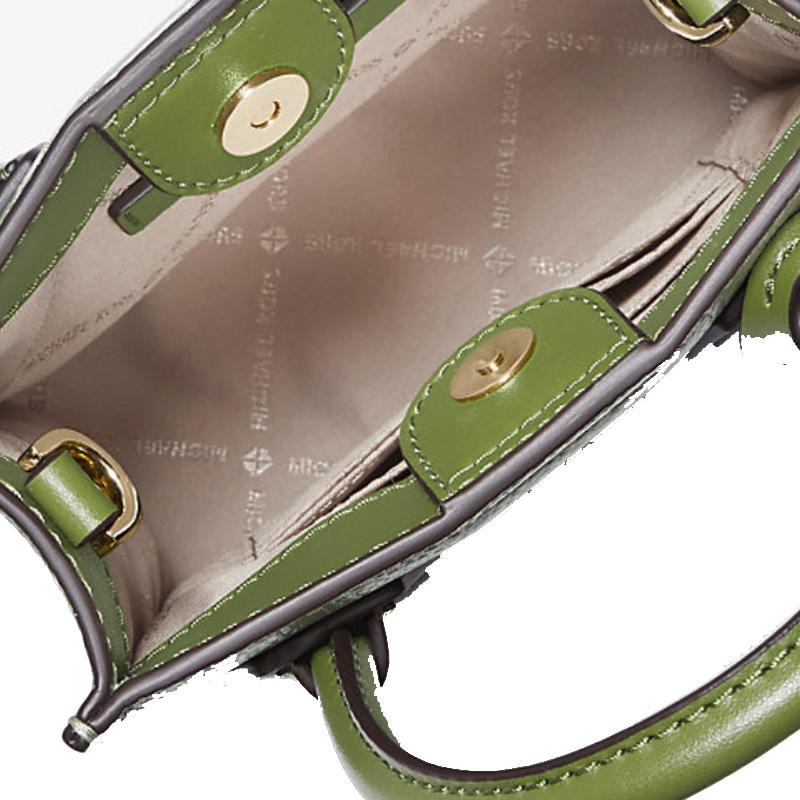 Michael Kors Mercer Solid Color Cowhide Accordion Bag Portable Shoulder Crossbody Bag Mini Women's Avocado Green